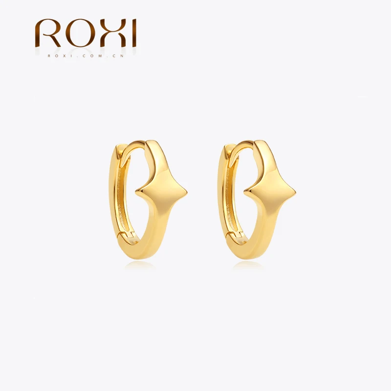 ROXI 925 Sterling Silver Irregular Star Circle Earrings For Women Men Punk Buckle Earrings  Party Jewelry pendientes plata 925