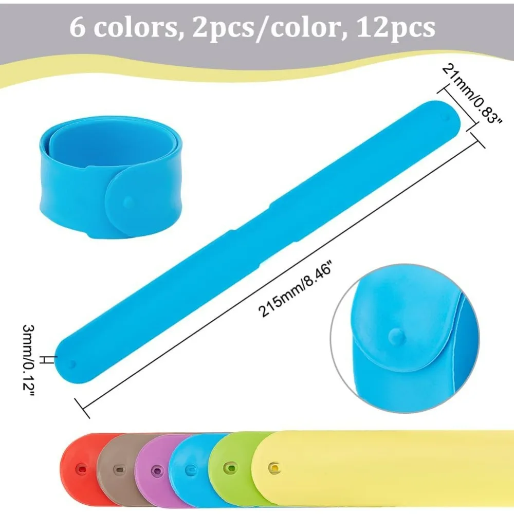 12 Pcs 6 Colors Silicone Covered Metal Strips 0.83