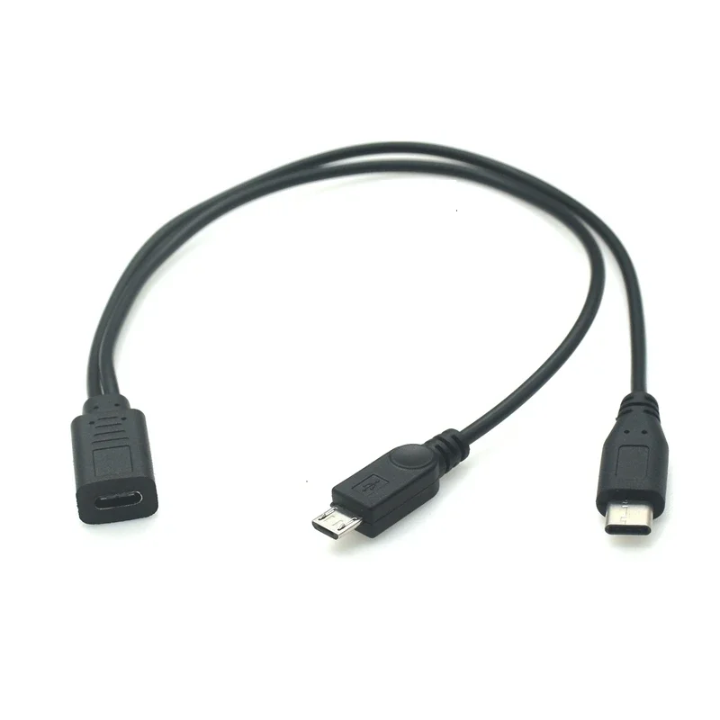 Tipo-c usb 3.1/micro usb 1 fêmea para micro/mini usb tipo-c tipo b macho y divisor de carga extensão data divisor cabo adaptador