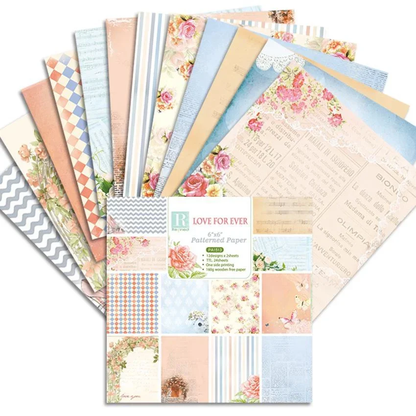 Album fotografico Scrapbook Journal Account Card sfondo carta 6 pollici Sweet Love Theme Animals Pattern 9 stili 24 fogli