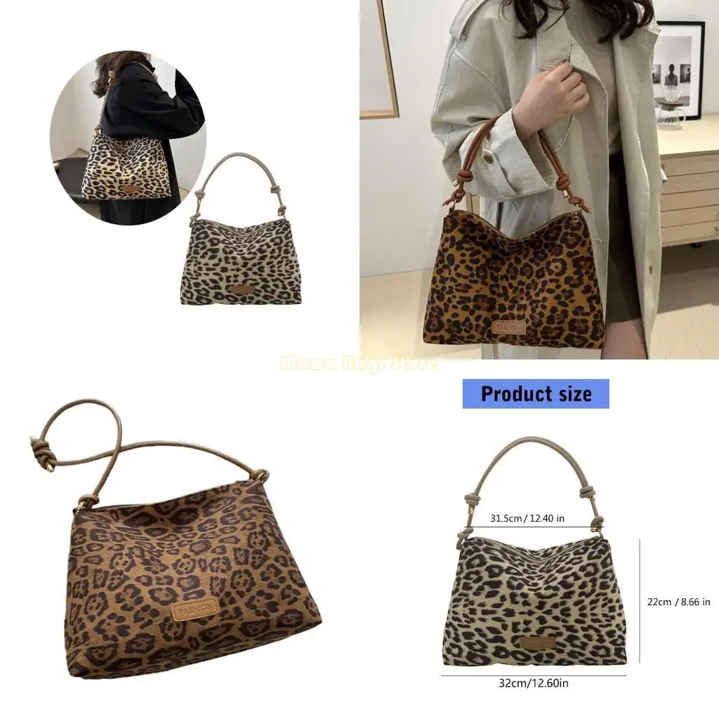 

X90D Stylish Leopard Print Shoulder Bag Slouchy Bags For Shopping And Travel