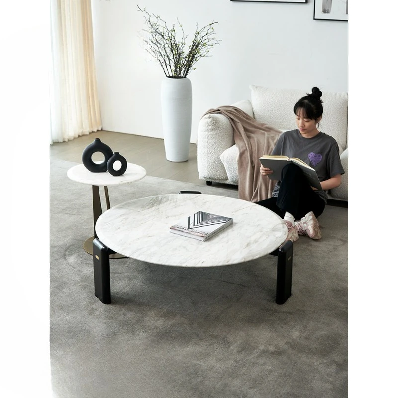 

Italian minimalist marble round coffee table size combination
