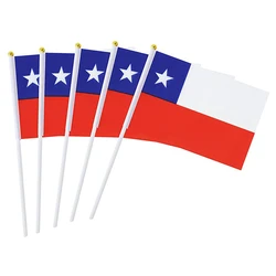 xvggdg  100pcs  14 * 21cm    Small  chile  Hand Waving National Flag   Polyester  chile  hand Flag