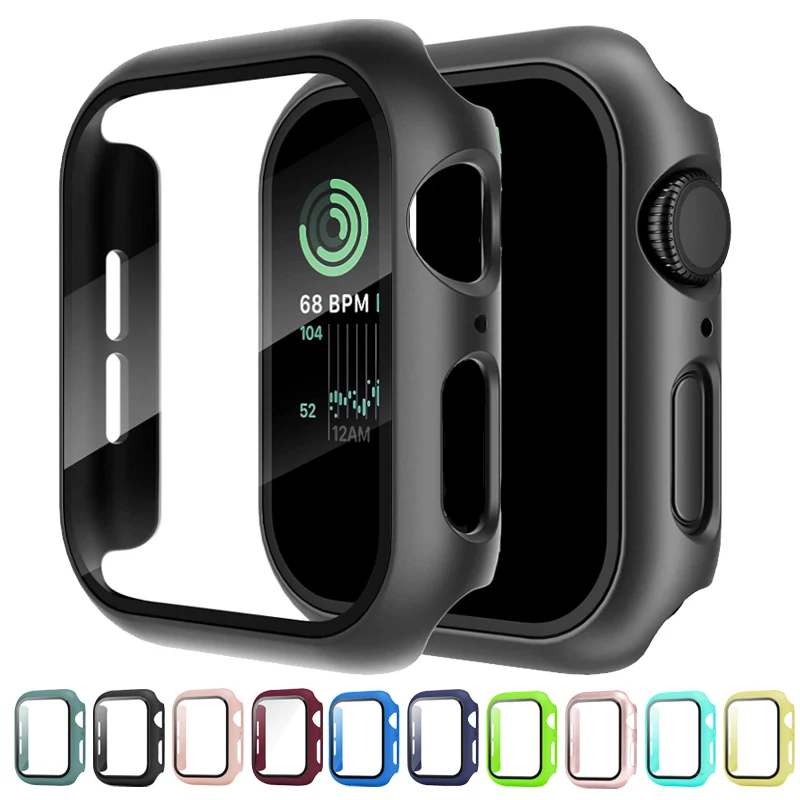 Etui z osłoną ekranu ze szkła hartowanego do Apple Watch Case 8/7/6/SE/5/4/3 iWatch Protective Cover 45mm 41mm 44mm 40 42 38mm