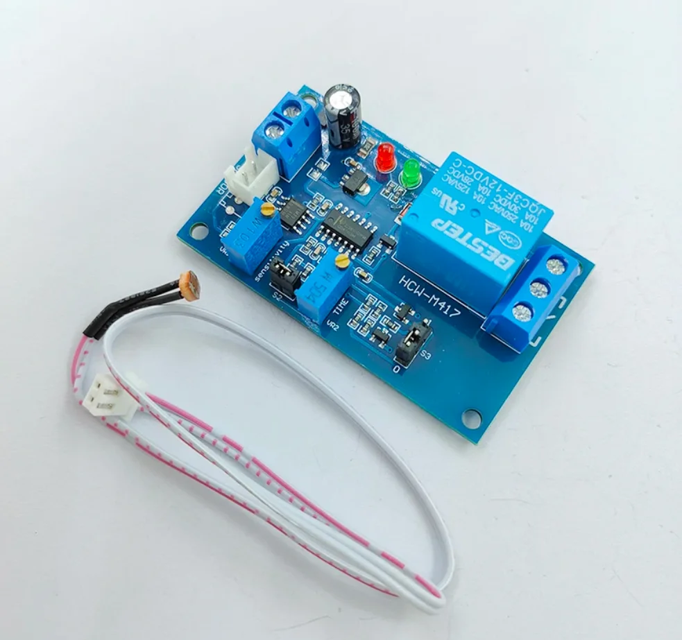 Photoresistor Sensor Relay Module Light Control Delay Switch Adjustable 20S-200S DC 5V-24V Time Delay Module No Light Sensing