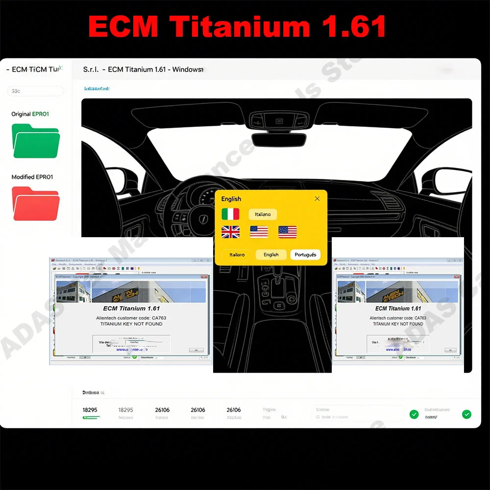 ECM TITANIUM 1.61 con más de 26000 controladores ECM 18259 y más controladores para herramientas de ECU compatibles con Windows