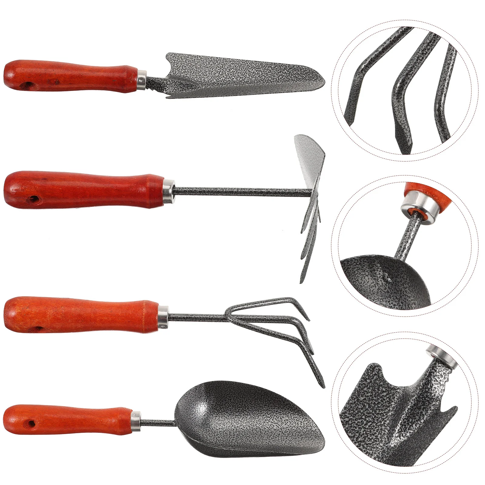 1 conjunto de ferramentas de jardinagem prático mão ferramentas de jardim com alça de madeira escavação pá ancinho capina jardinagem espátula