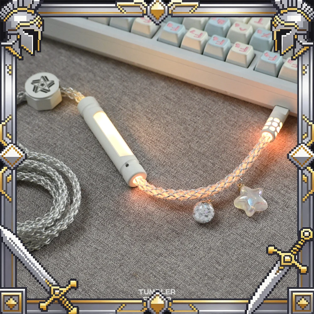 Tumbler Studio Silver Star Theme 8K Full Lighting Single Crystal Copper Custom Mechanical Keyboard Bluetooth Aviator Cable