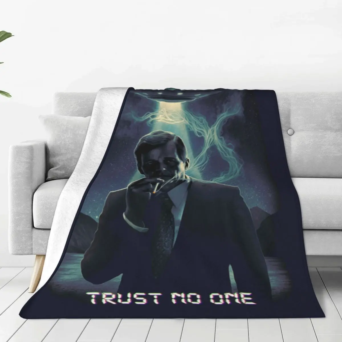 Trust No One Cigarette Smoking Blankets Flannel The X Files Scully Mulder Ufo Aliens TV Soft Throw Blankets for Travel Bedspread