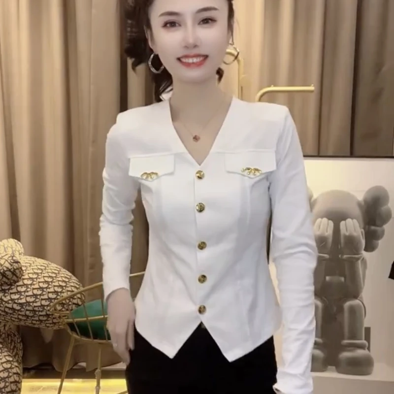 

Темпераментный топ с V-образным вырезом, новый модный универсальный облегающий кардиган высокого качества, Модный маленький пиджак