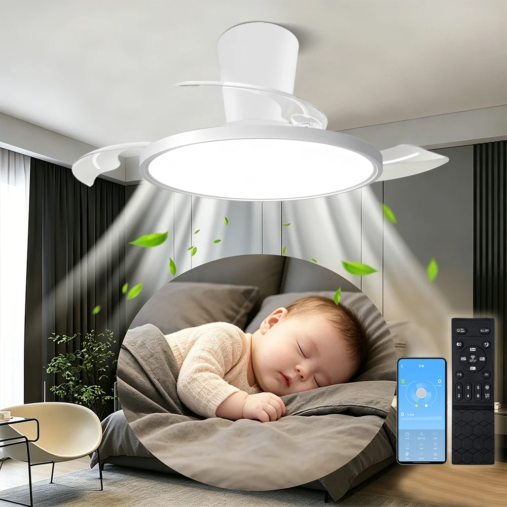 Modern Ceiling Fan Light, New Type of Invisible Fan Blades, with DC Motor, Bedroom Remote Control, Dining Room Ceiling Fan Light