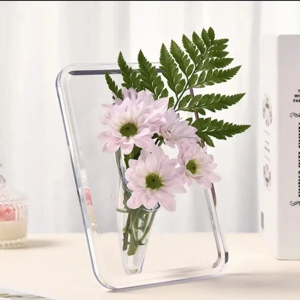 

Ins Acrylic Photo Frame Vase Transparent Fresh and Dried Flower Flower Container Hydroponic Flower Vase Home Ornaments
