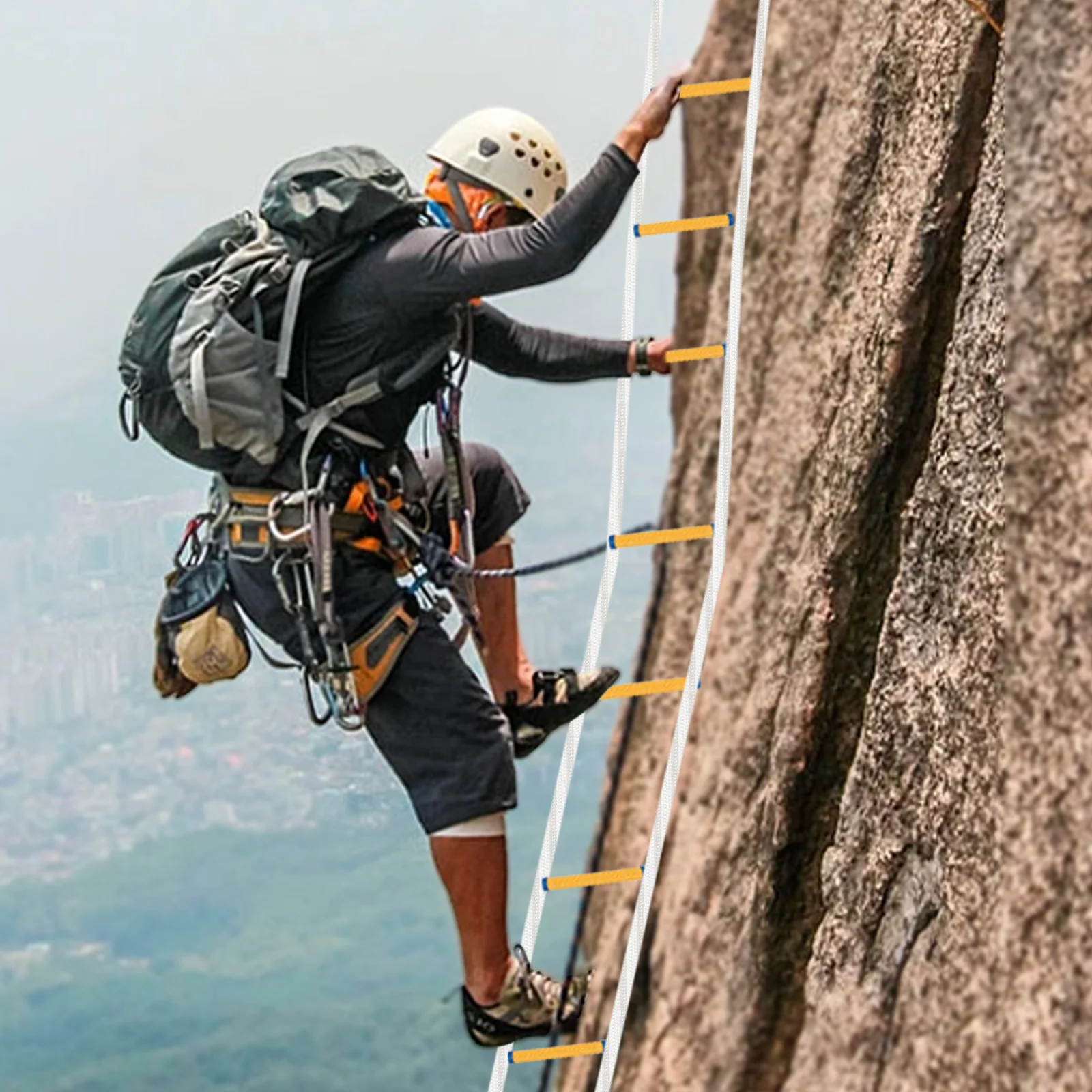 Scala in corda per fuga antincendio da 12 m con gancio per arrampicata di salvataggio di emergenza