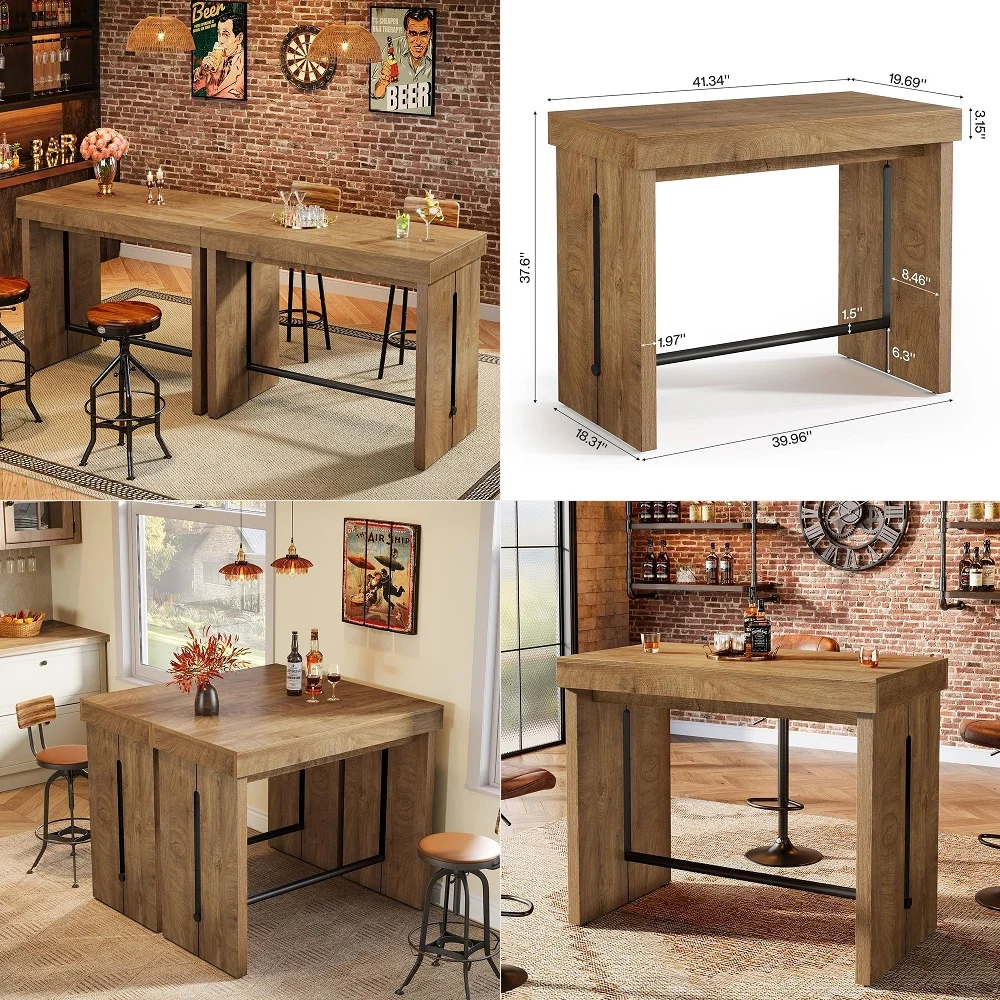 

Coffee Bar Cabinet with Fridge Space, 53 L Kitchen Wine Cabinets with Storage Drawer, Wood Buffet Sideboard Table Station, Flut