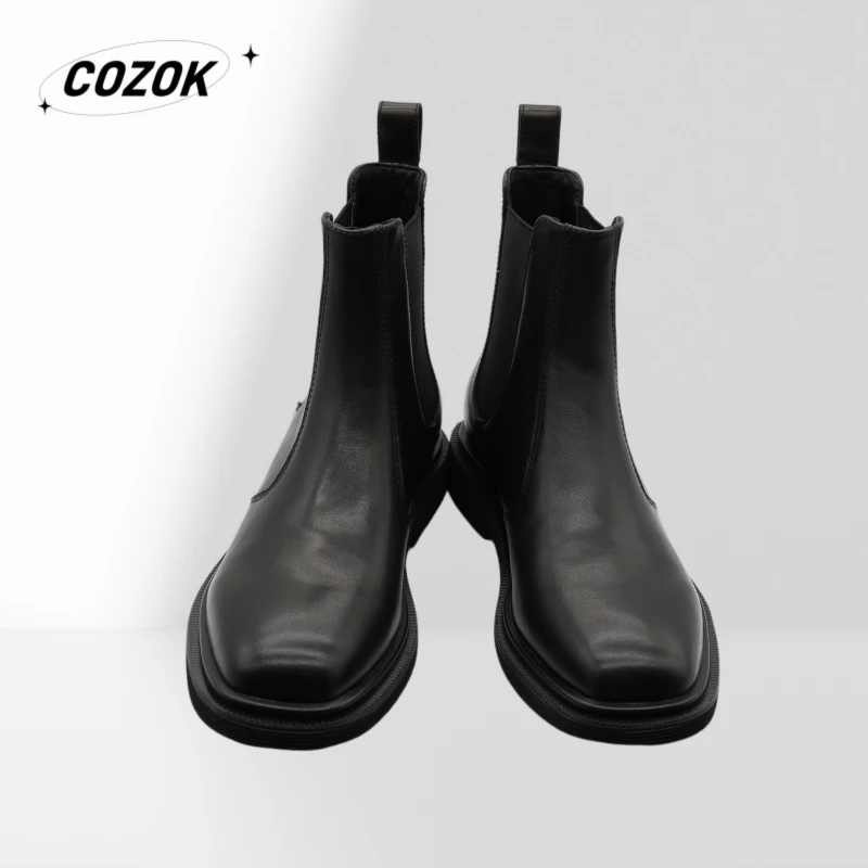 24 Hot British style senior sheepskin warm banquet women's leather boots waterproof trend simple everything with senior niche