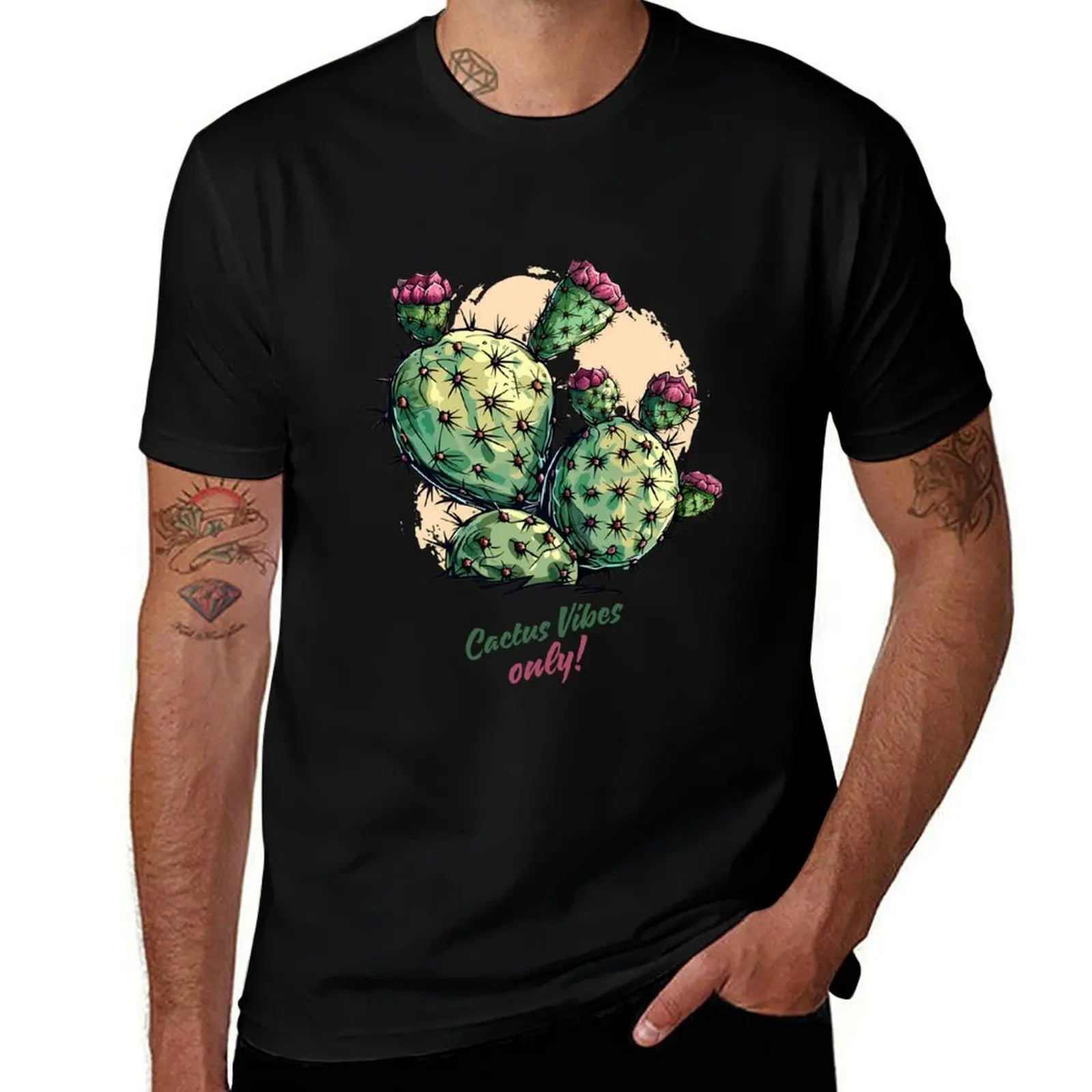 Cactus Vibes Only T-Shirt heavyweights graphic shirts quick-drying Short sleeve tee men