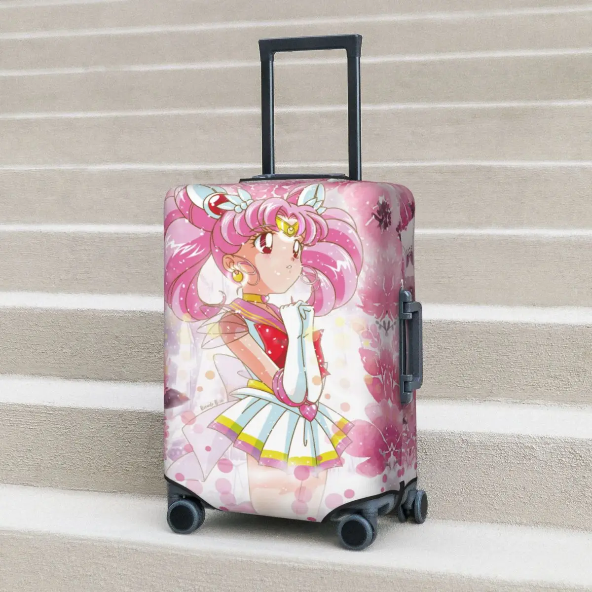 Cute Anime Girl Suitcase Cover Japanese Moon Girl Business Holiday Elastic Luggage Supplies Protector