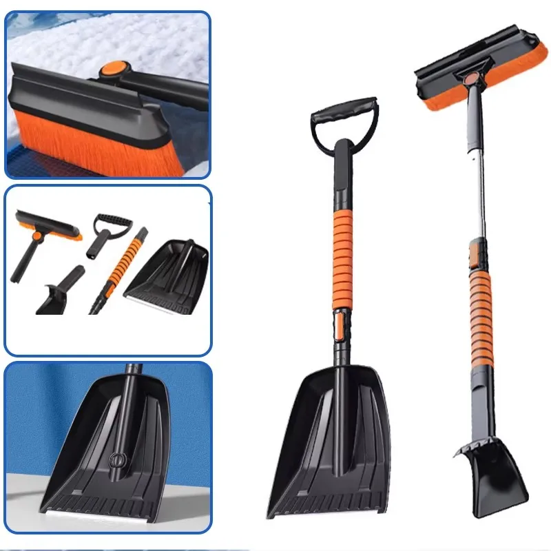 New 3/5 in 1 Car Ice Removing Brush Shovel Retractable Winter Snow Shovel Ice Removal Scraper Auto Cleaning Tool Accessories