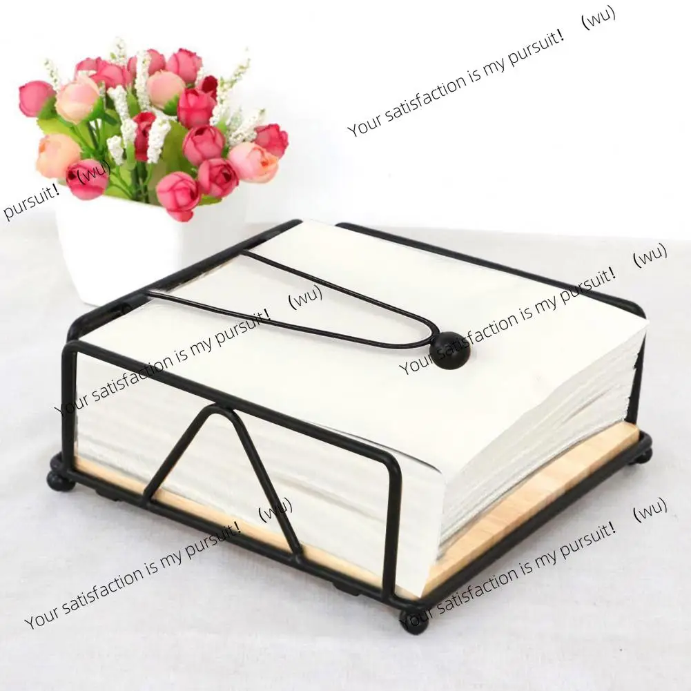 Rustic Style Flat Napkin Holder Metal Kitchen Square Paper Box Tray Countertop Table Tissue Paper Dispenser Napkin Organizer view 3
