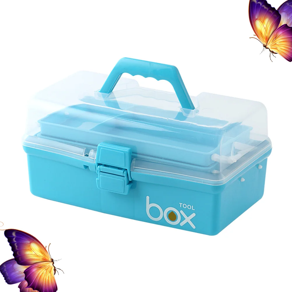 صندوق دواء متين محمول باللون الأزرق السماوي، تخزين الإسعافات الأولية في حالات الطوارئ للمنزل والمكتب والنزهات الخارجية والتخييم