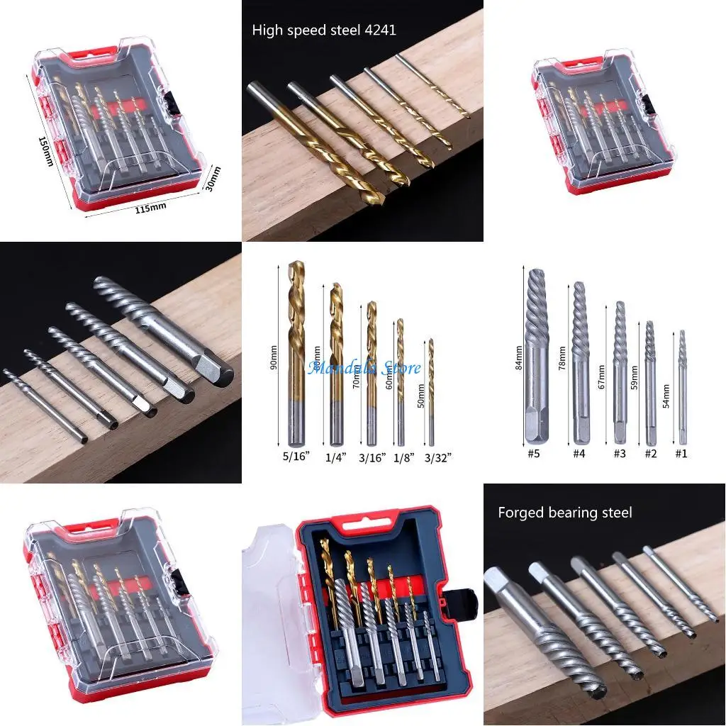 

U2JC 10 шт. спиральное сверло из быстрорежущей стали 5/16", 1/4 дюйма, 3/16", 1/8 дюйма, 3/32 дюйма, инструменты для