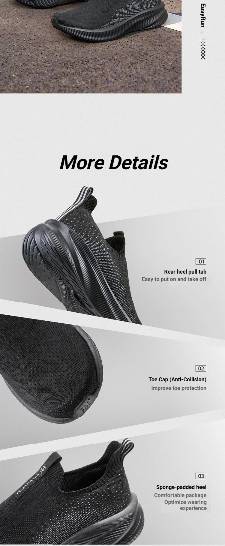 361 Degrees Fengye 5.0 Slip-On Daily Running Shoes Langlebige, stabile, leichte, elastische, atmungsaktive Herren-Sneaker 672632242 – Detail 12