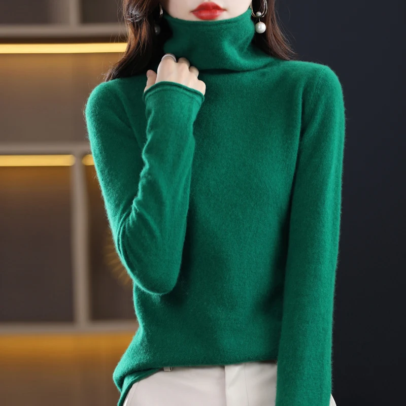 New 100% Merino Wool Turtleneck Cashmere Sweater In Autumn And Winter Women\'s Casual Knitted Coat Women\'s Coat Korean Fashion