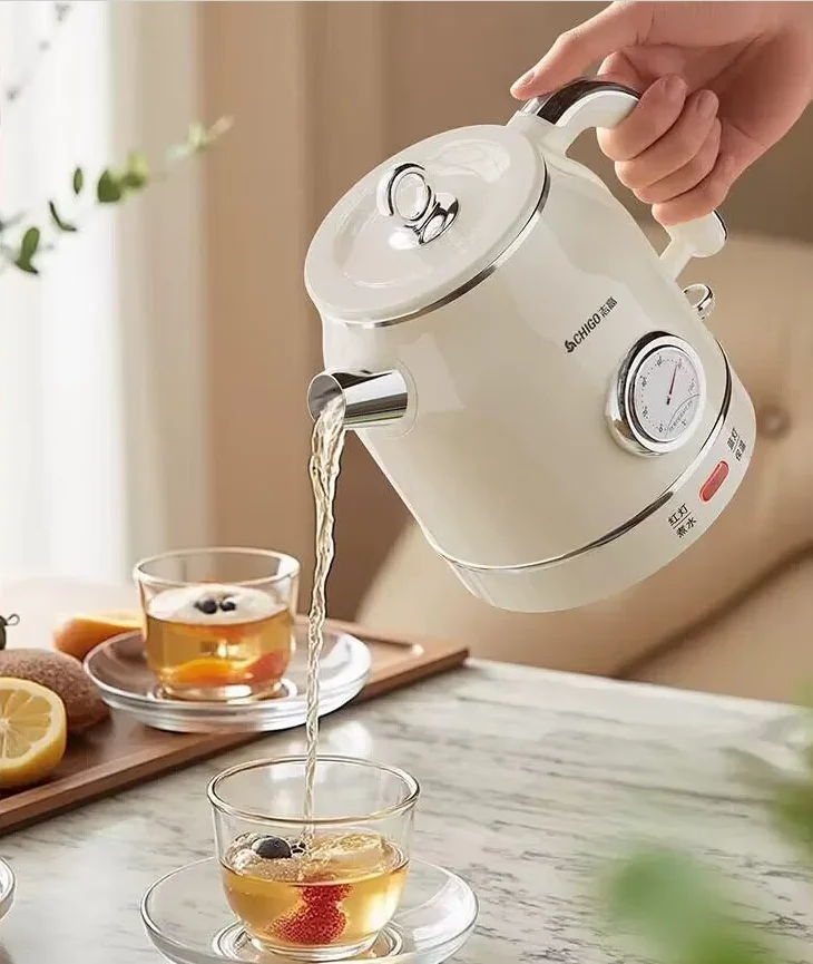 220V Chigo Retro Electric Kettle Auto Shut Off 304 Stainless Steel Home Water Boiler G