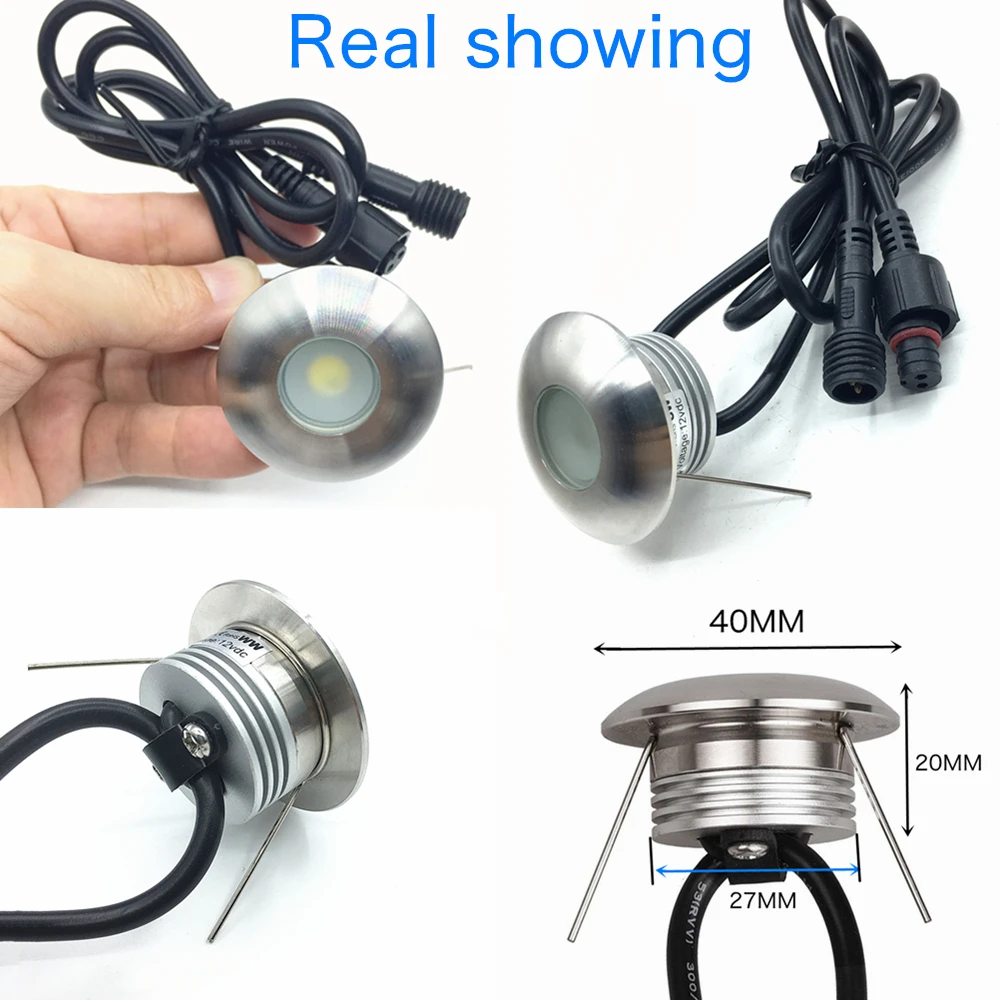 1W Deck Lights Outdoor IP67 Waterproof Stainless Steel Recessed Garden Stair Underground LED Bulb Lamp 12V Deck Post Spot Light