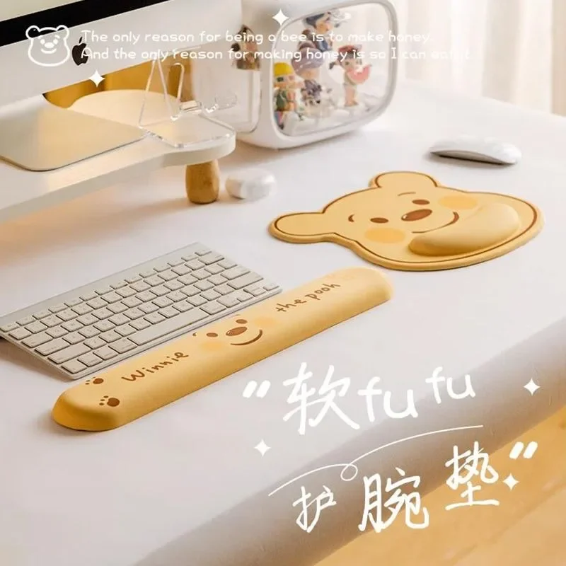 Disney Winnie The Pooh Wrist Rest Cute Cartoon Silicone Wrist Pad Office E-Sports Gaming Laptop Soft Mouse Pad Set of Two