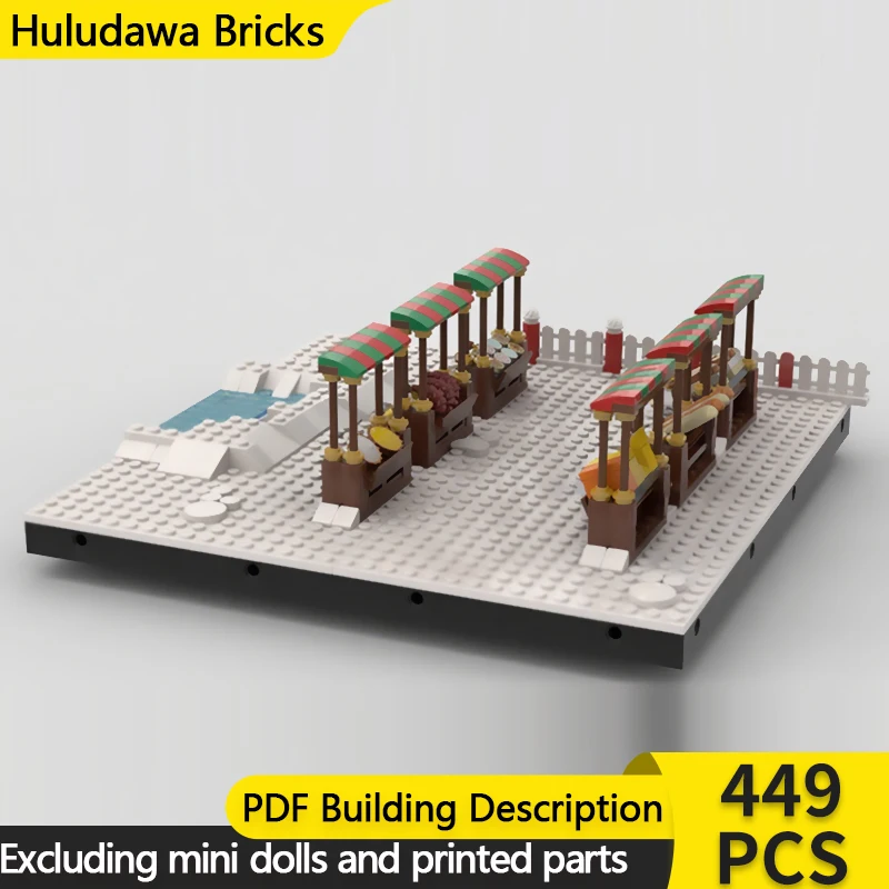 

City Street View Model MOC Building Bricks Christmas Food Stalls Modular Technology Children Holiday Gifts Assemble Toys Suit