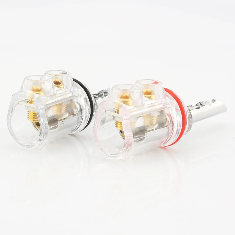 4 Pcs Hifi Audio Rhodium Plated BFA Banana Transparent Cover Audio Banana Plug 1Set 4mm for Speaker Cable