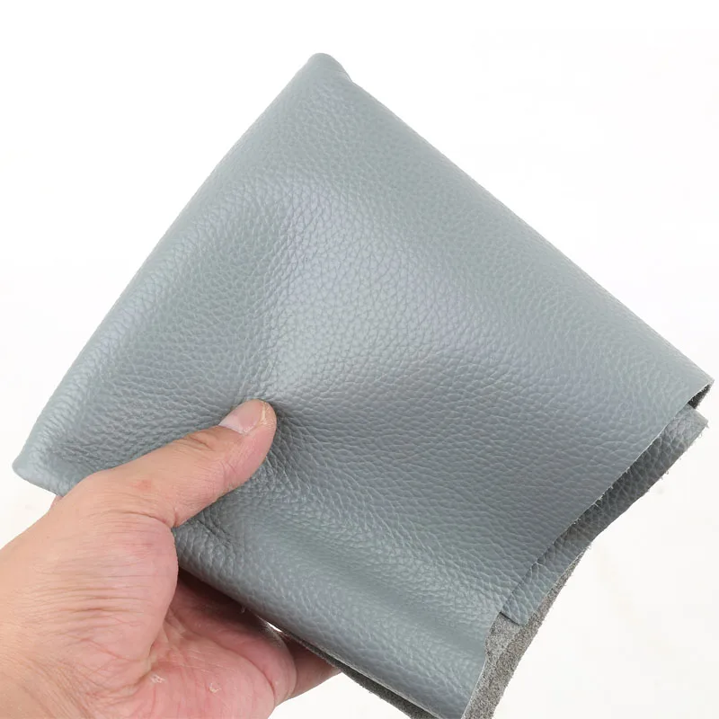 Capa superior de couro cinza claro, cabeceira de sofá, assento de carro, lichia, couro macio, 1.5mm, feito à mão, tecido de couro diy