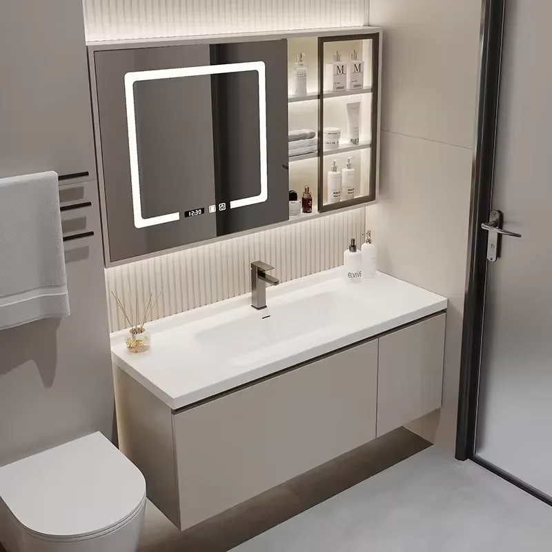 Tocador de baño de madera maciza de diseño moderno, 24 pulgadas, 600mm, flotante, colgante