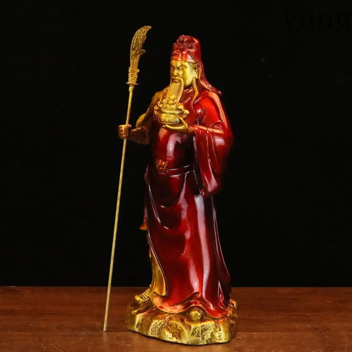 CX Feng Shui Inviting Wealth Pure Copper Guan Yu Statue of God of Wealth Guan Gong Living Room Store Ornaments
