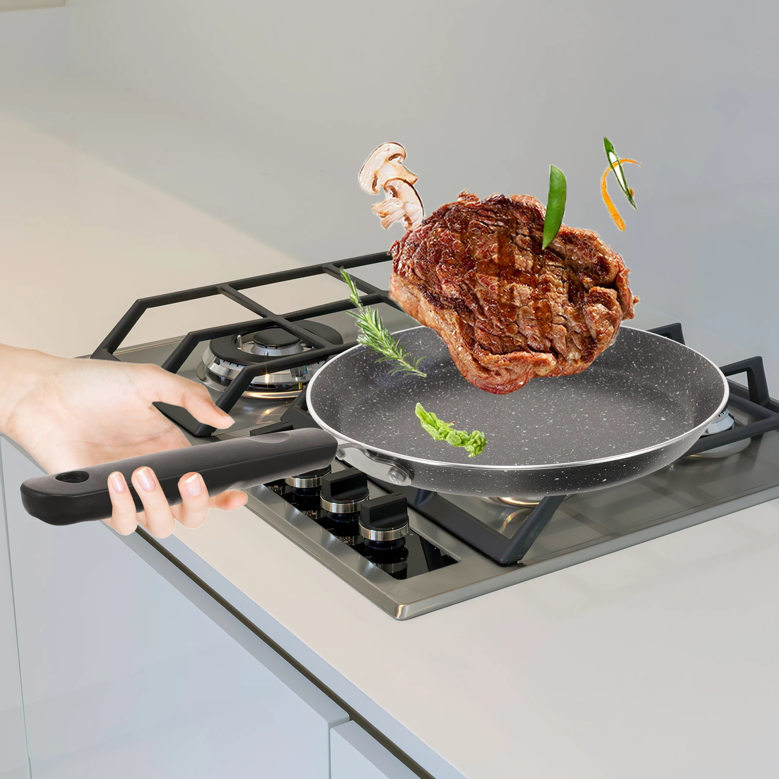 

1Pcs Sturdy Non-Stick Aluminum Alloy Frying Pan Safe Comfortable Handle Multi-Functional Pancake Steak Cooking Utensil