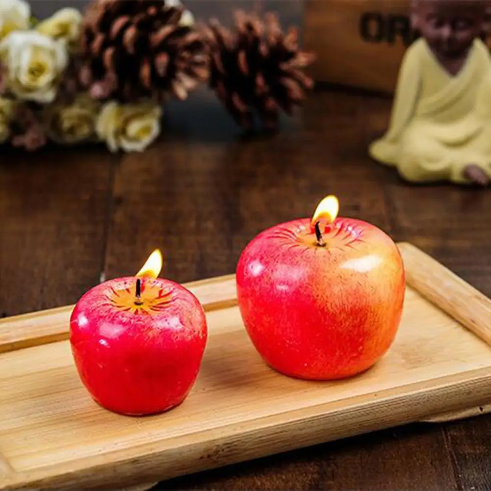 Practical  Fruit Candle Healthy Healthy Fruit Mold Candle Reusable Red Wax Candle for Living Room