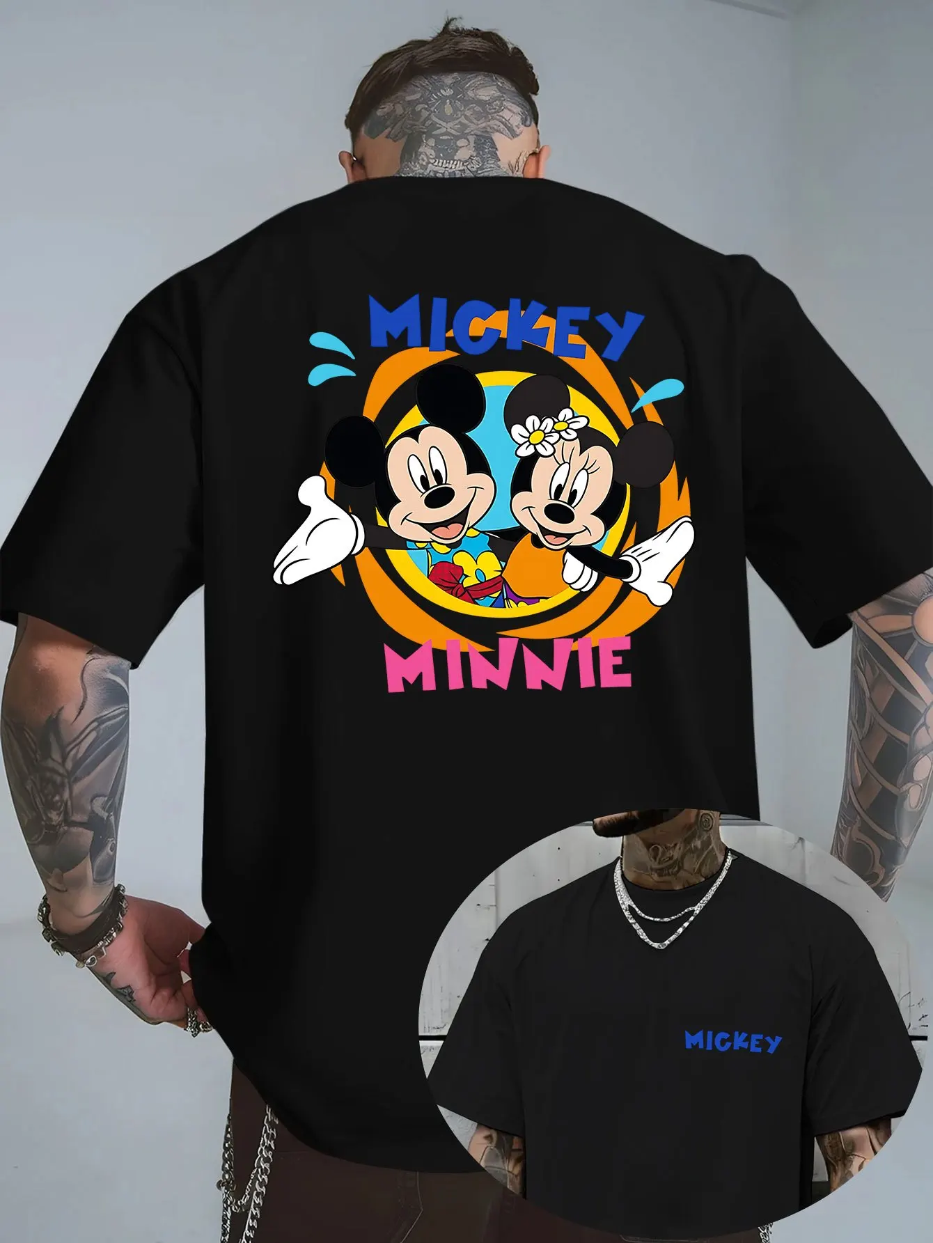 Disney Mickey Mouse T-Shirt Cotton Men's Women  Casual Trendy Oversized Streetwear Loose Short Sleeve Unisex Event Outfit