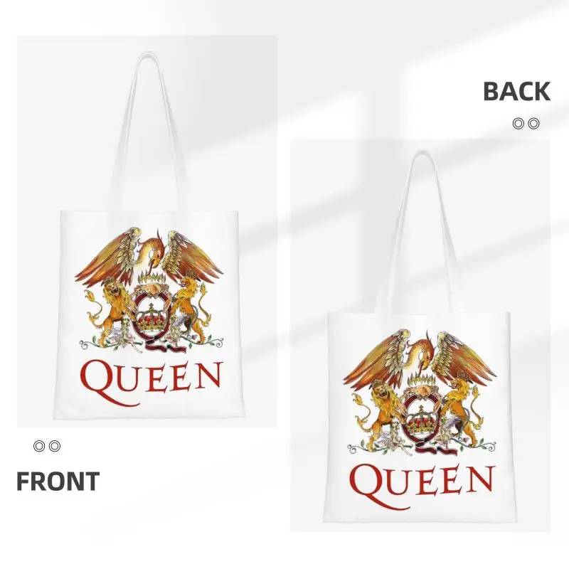 Cute Queen Freddie Mercury Shopping Tote Bag Reusable Rockstar Rock Singer Quotes Canvas Grocery Shopper Shoulder Bag