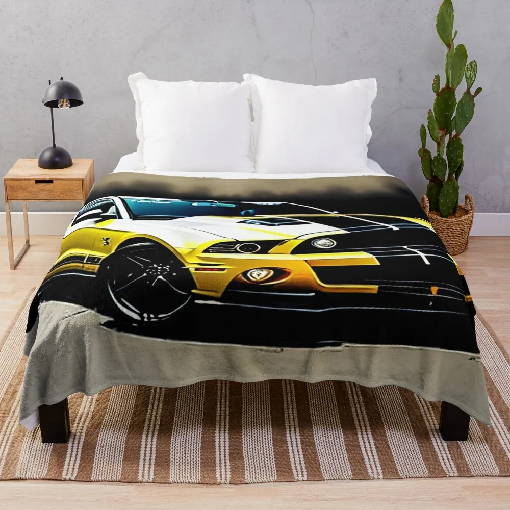 

Yellow sports car Throw Blanket Blankets Sofas Of Decoration Sofa Quilt Plaid Blankets