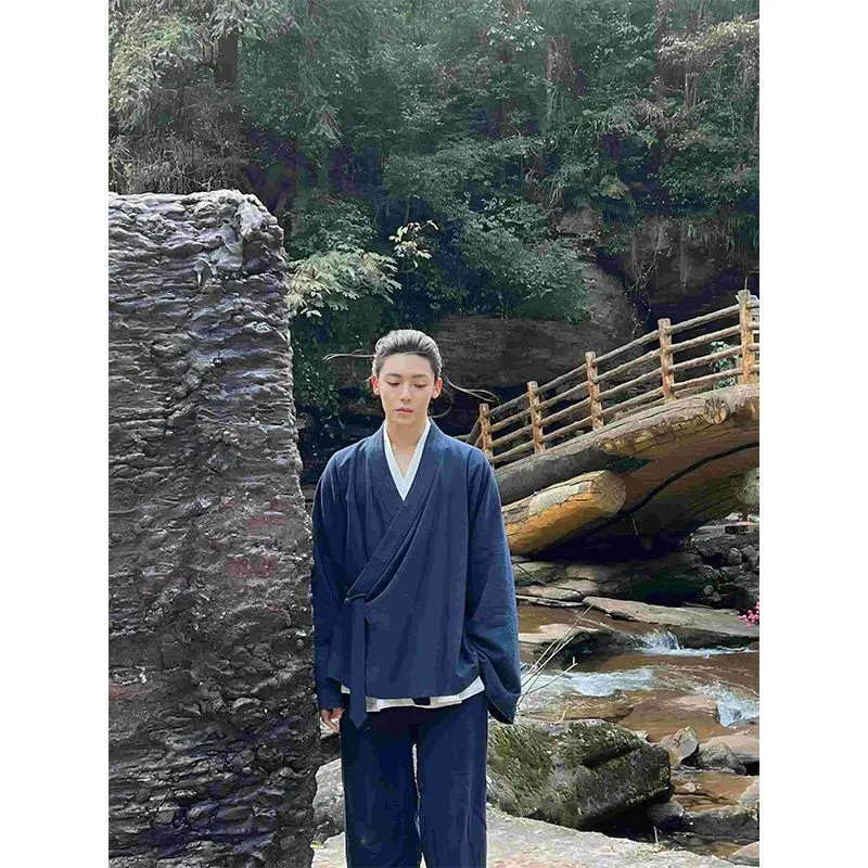 

New Chinese Style Men's Taoist Robe Jacket Wudang Mountain Taoist Robe Set Daily Taoist Robe Set Tai Chi Practice Clothes