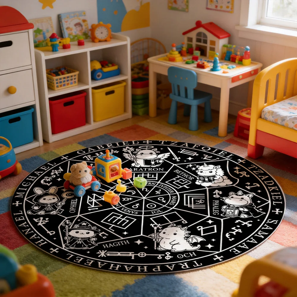 Astrology Zodiac Wheel Mat for Home Decor Celestial Star Chart Tarot Reading Circle Floor Rug