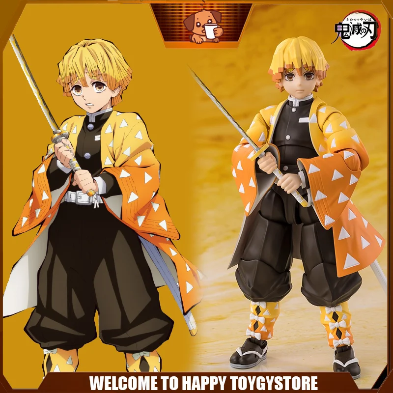 Original Bandai S.H.Figuarts SHF Zenitsu Agatsuma Demon Slayer Kimetsu Anime figuras de acción modelo colección juguetes regalos