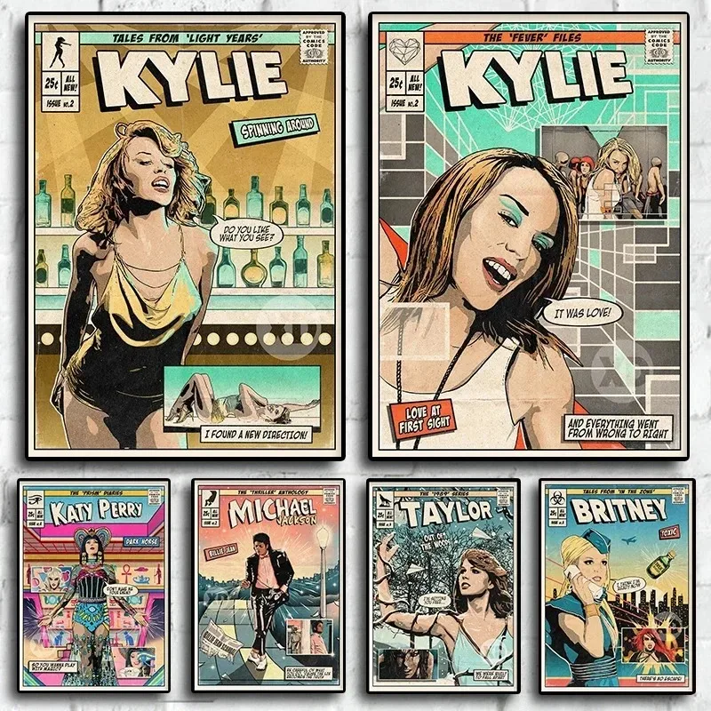 Kylie Minogue Liebe Auf Den Ersten Blick Comic Cover Kunstdruck Canva Bedroom Painting Wall Poster Aesthetic Room Decor