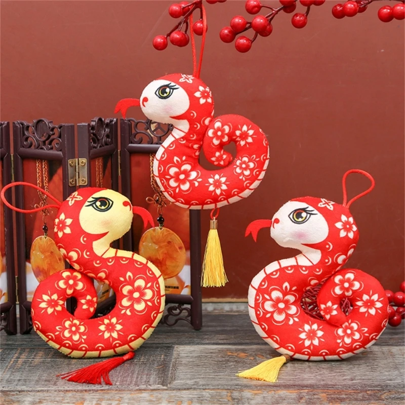 Hanging Sturdy Plush Snake Charm Pendant for Spring Festival Decoration W3JF