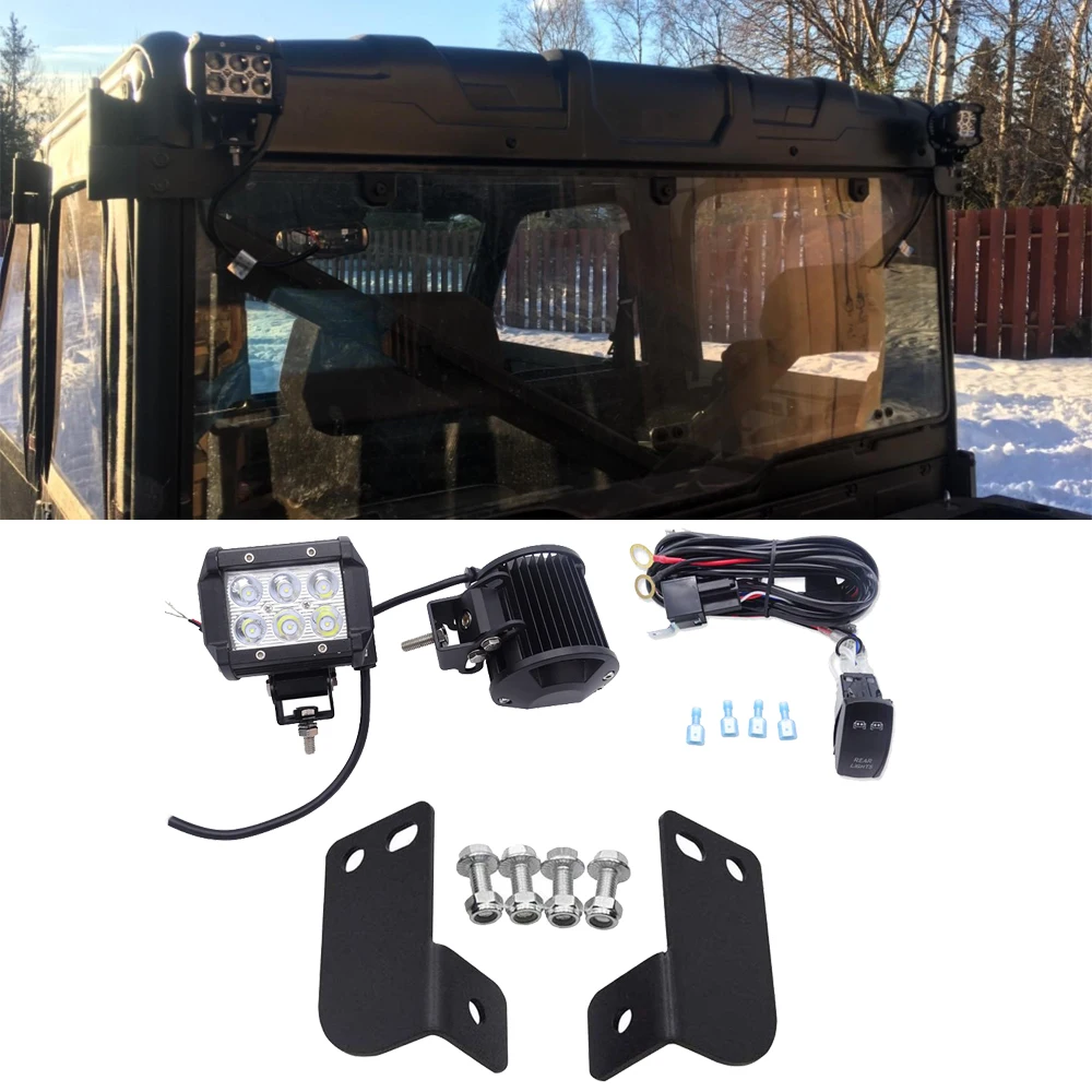 

Car Lights For Polaris Ranger Full Size 2013-2023 4" 18W LED Light Pods with Wiring kit Rear Roll Cage Spotlight Mount Bracket