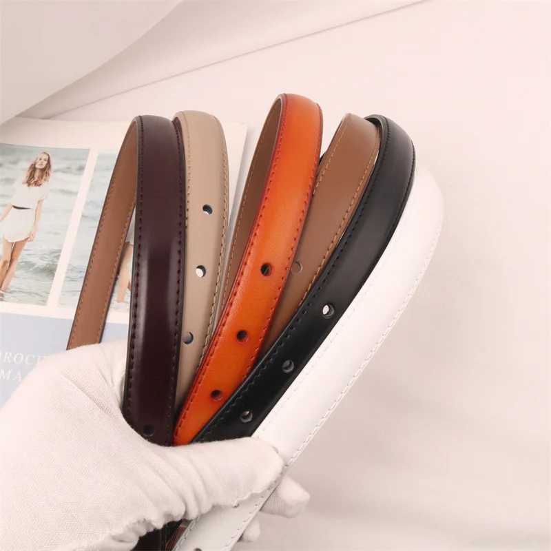 Ремень женский практичный простой джинсовый универсальный повседневный кожаный тонкий винтажный брючный ремень из воловьей кожи