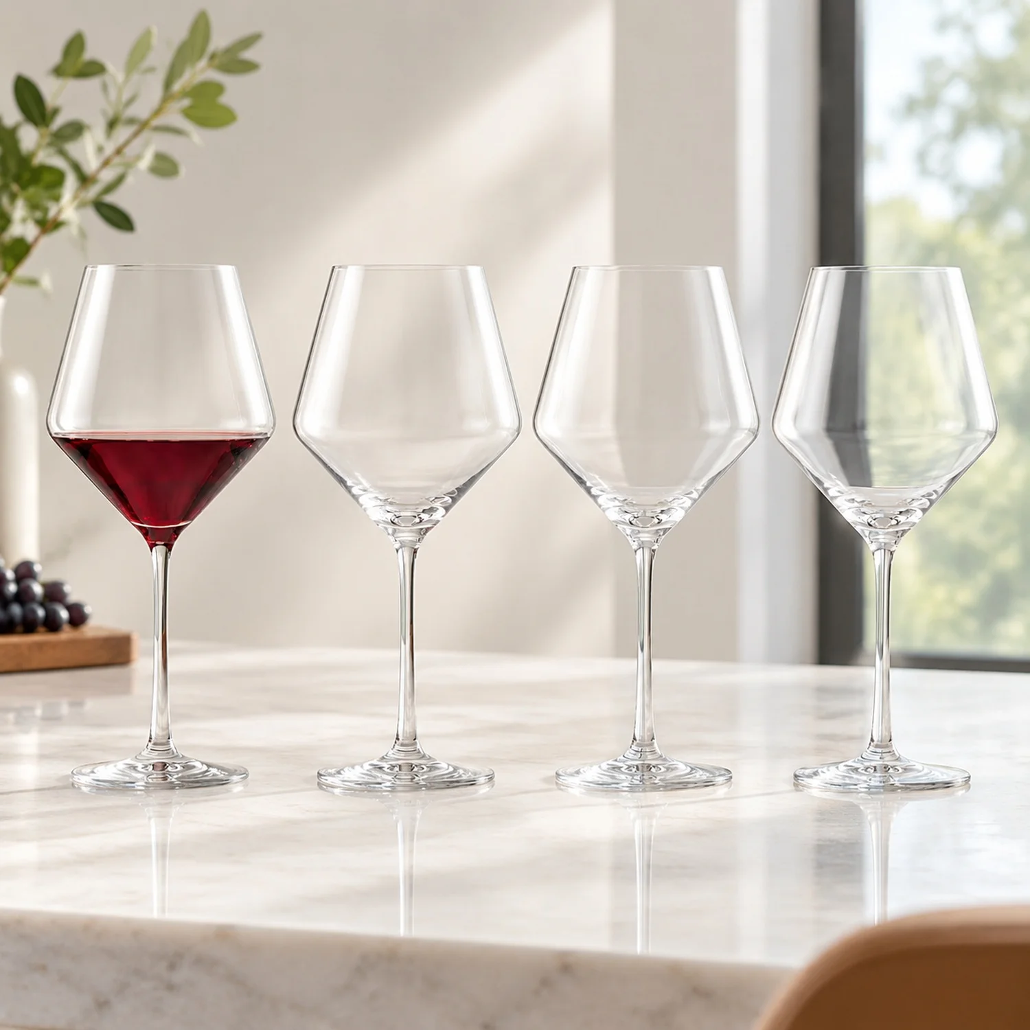 Pure Burgundy Red Wine Glass (Set of 4), Graceful for, Dishwasher-Safe Tritan Crystal, Made in Germany (23 Ounce)