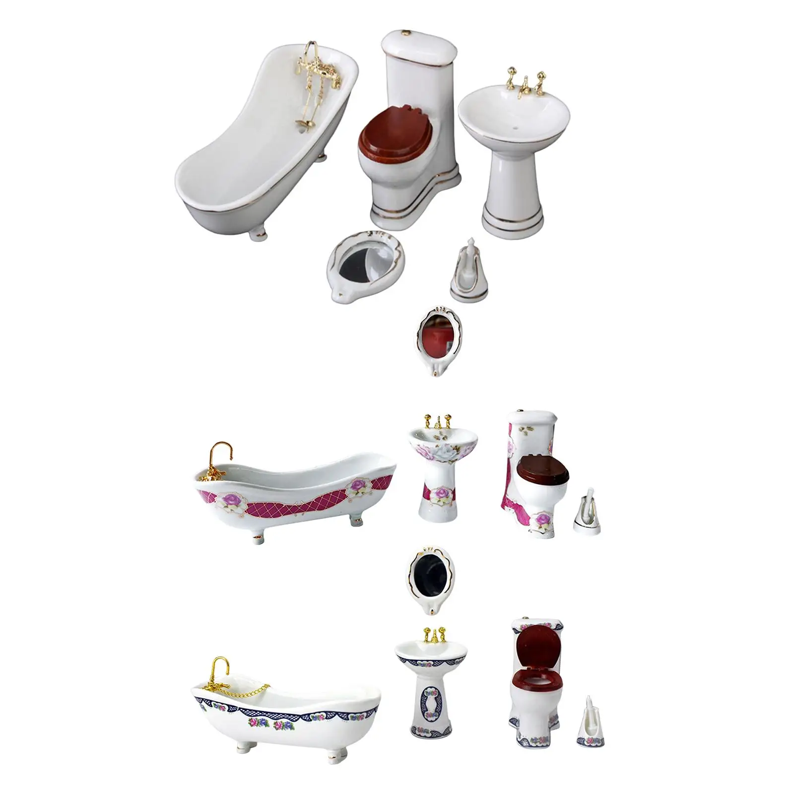 

5 Pieces 1/12 Scale Dollhouse Bathroom Set DIY Scene Model Miniature Washbasin