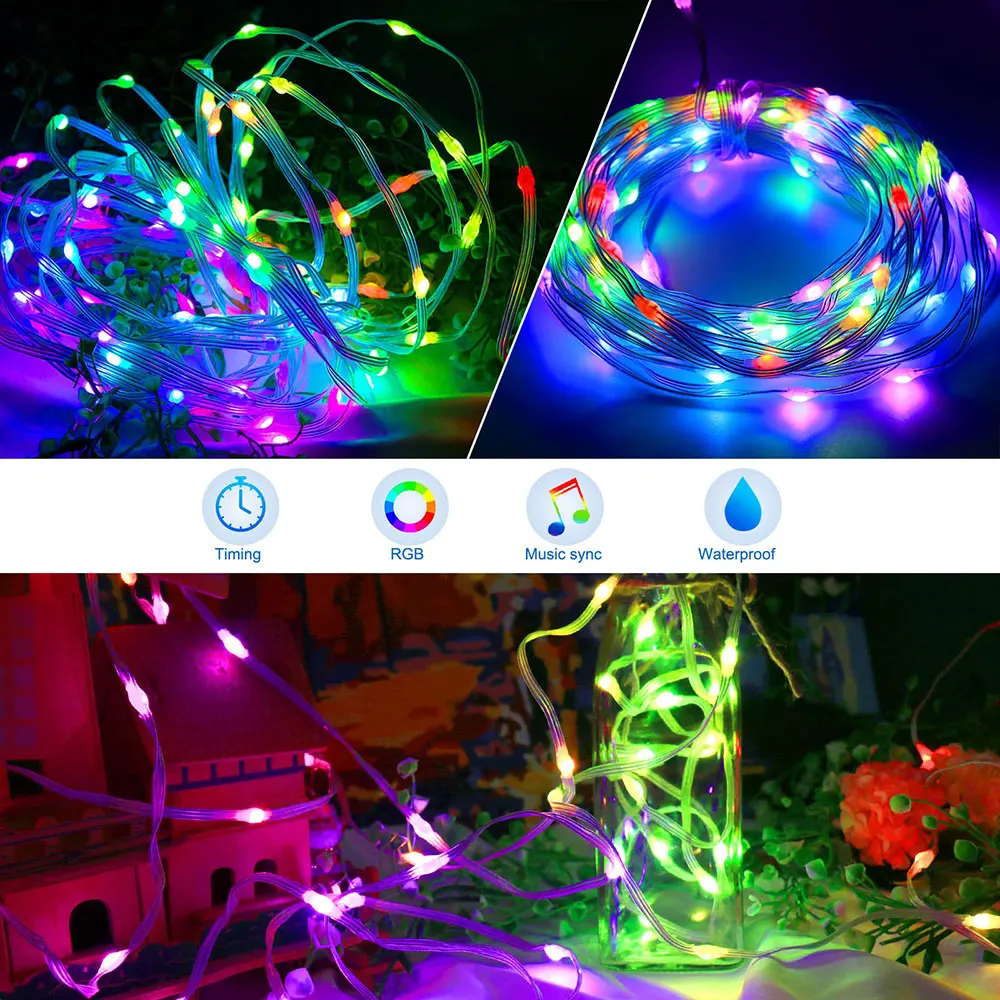 WS2812B RGB LED String Flexible WS2812 Individually Addressable Party Christmas Tree Dream Color Lights USB 5V Music Kit